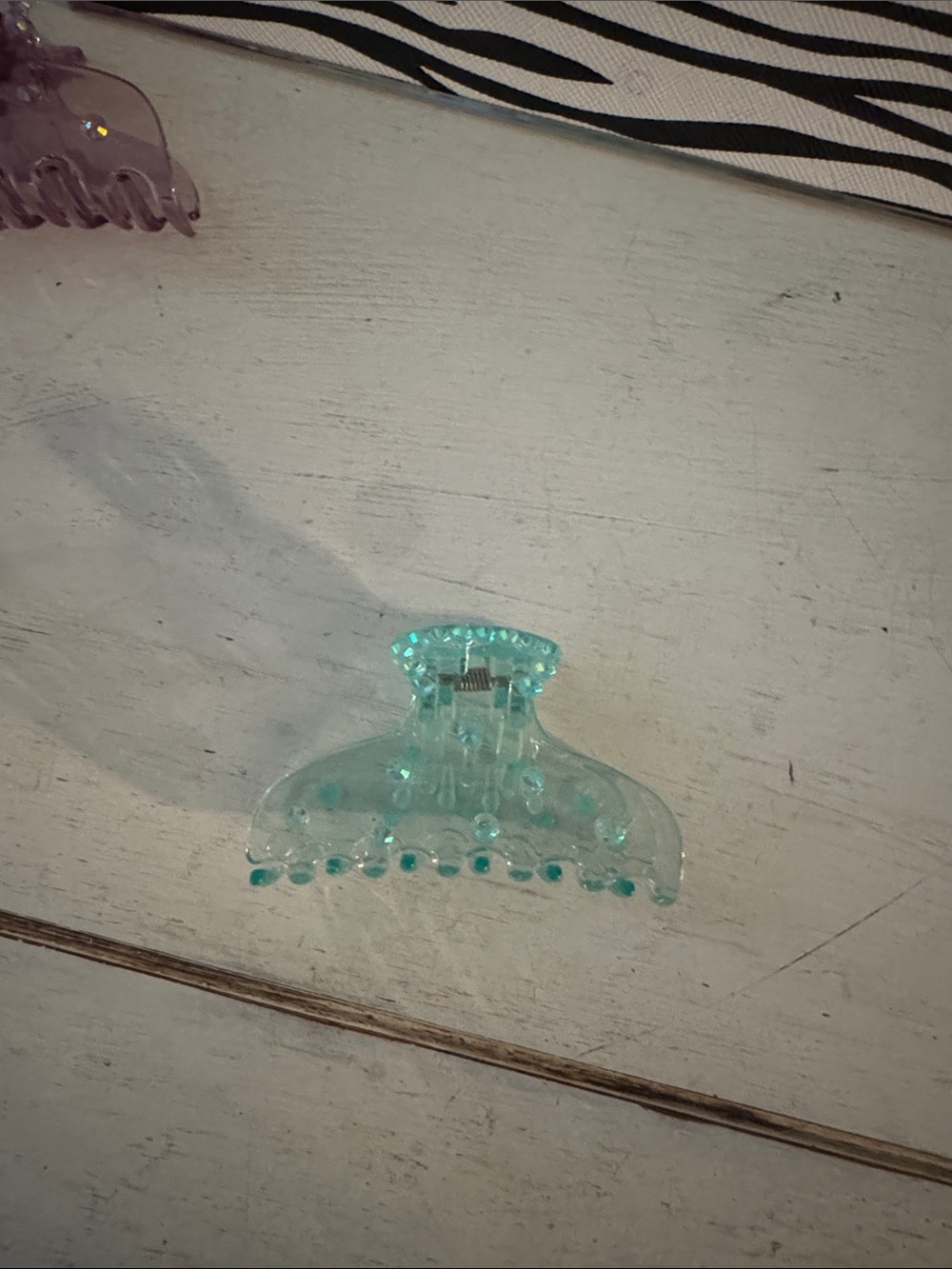 Aqua Teal Rhinestone Embellished Hair Claw Clip